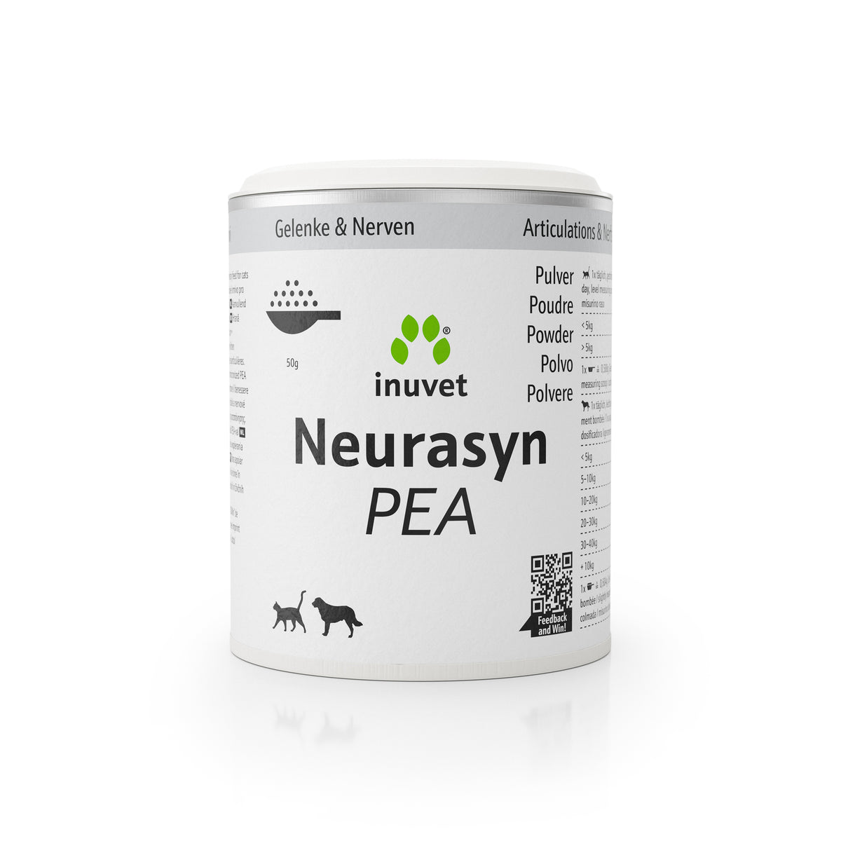 Neurasyn PEA Pulver 50g, ultramikronisiertes Palmitoylethanolamid und Vitamin B12.