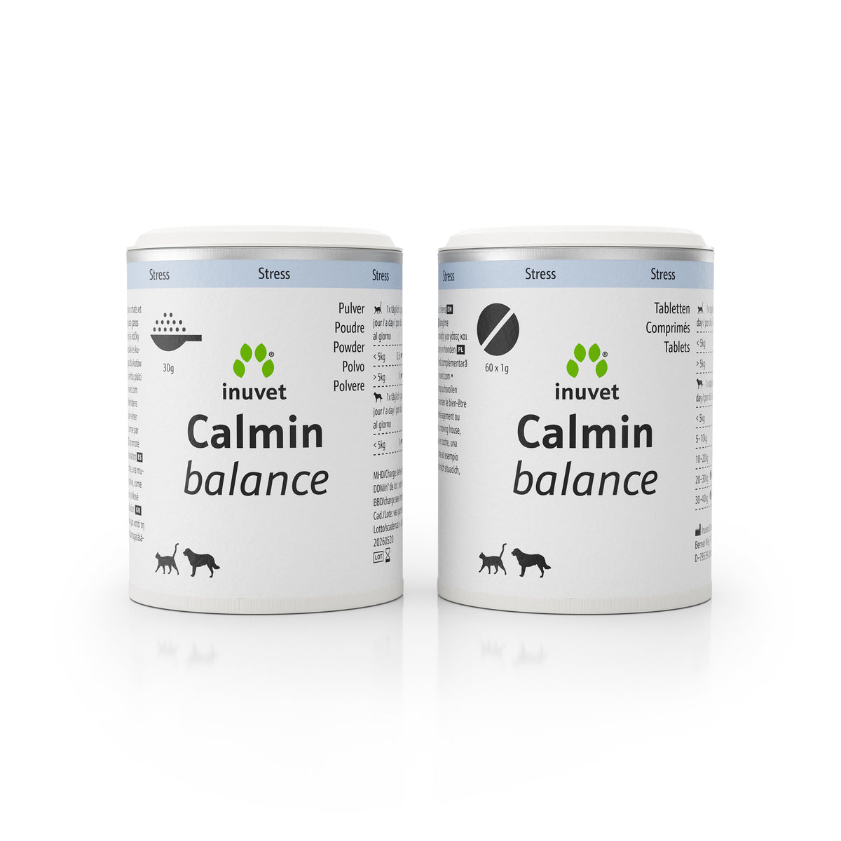 Calmin balance Tabletten für Hunde und Katzen, 60 Stück zur Unterstützung in stressigen Situationen.