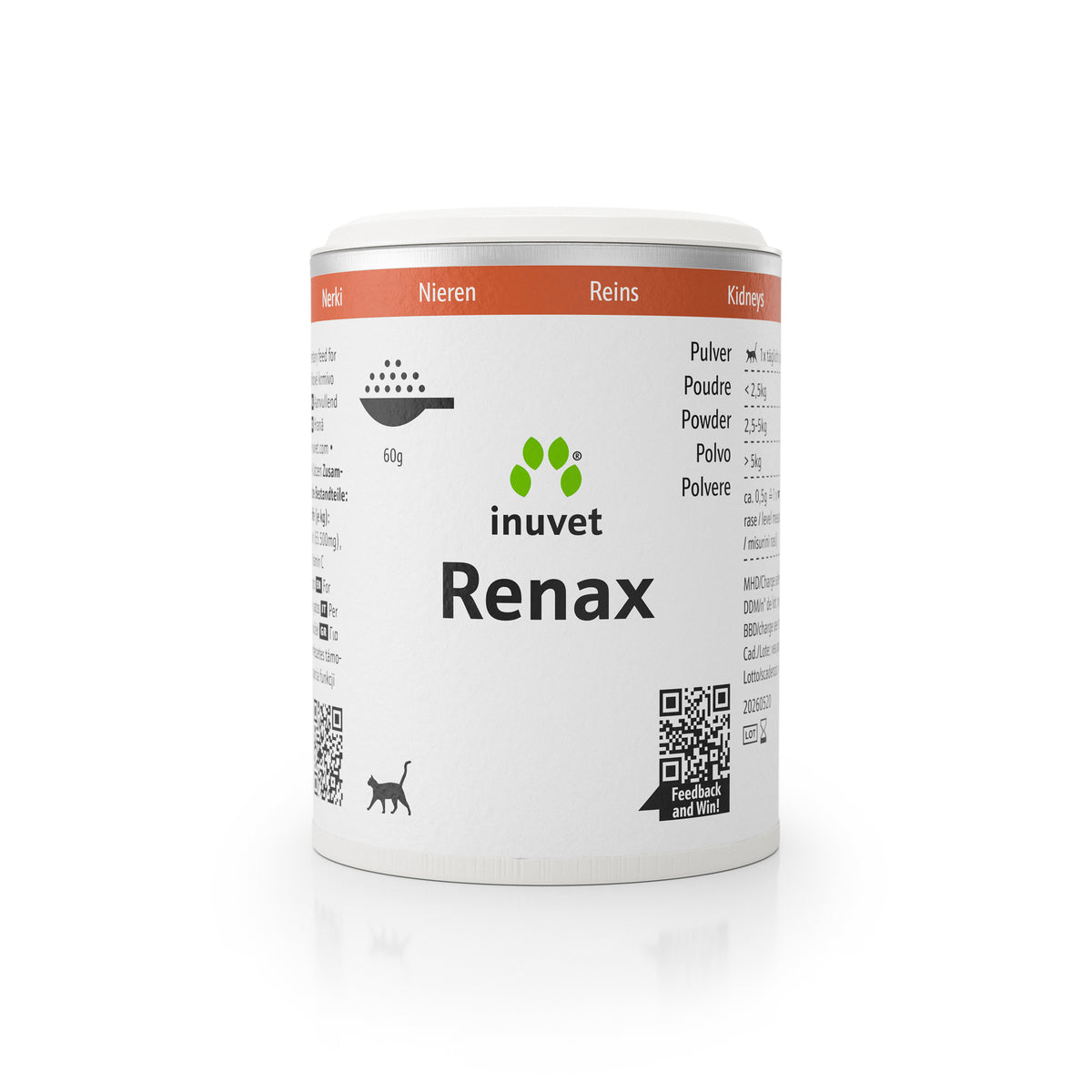 Renax Pulver 60g for binding phosphate in the intestine and supporting kidney function.